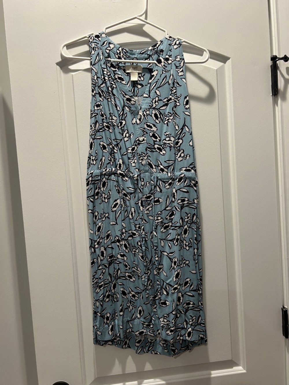 LOFT Light Blue Floral Midi Dress